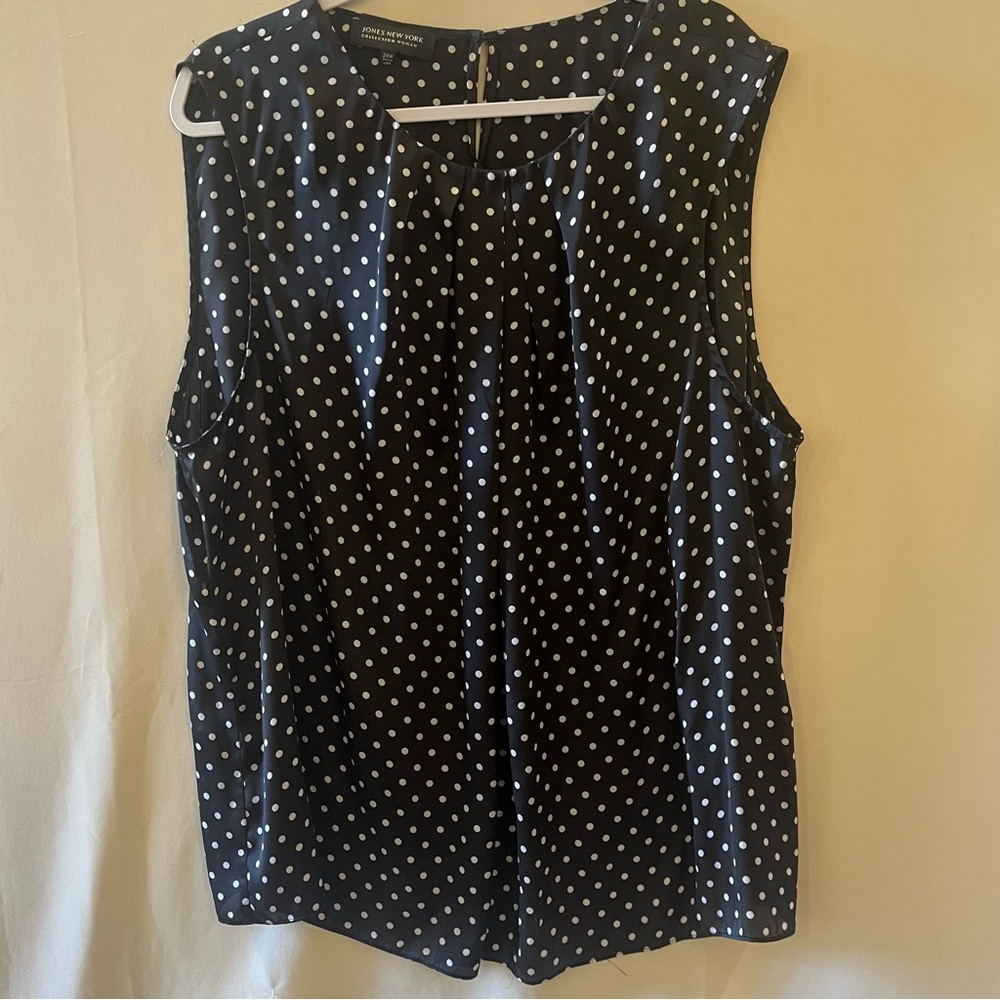 Jones New York Black and White Polka Dot Blouse